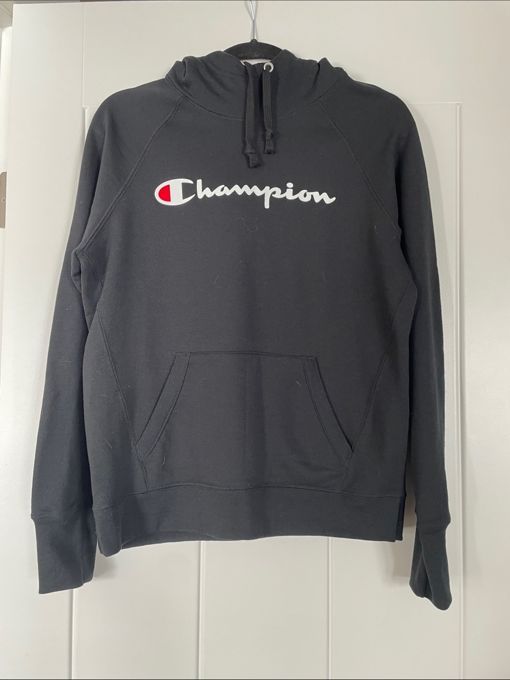 Champion Black Crewneck Hoodie with Script Logo